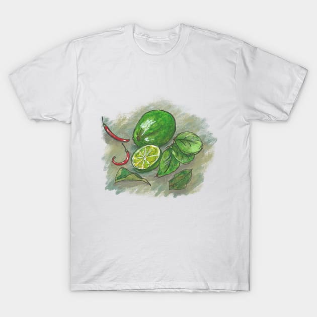 Lime and chili pepper T-Shirt by Keen_On_Colors